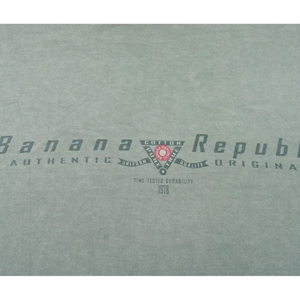 Vintage Banana Republic Shirt Mens XLarge Green Short Sleeve 90s Tee Safari
